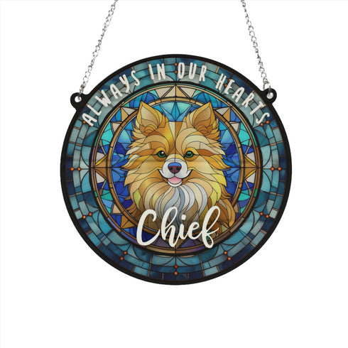 Pomeranian Memorial Stained Glass Effect Suncatcher